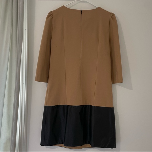 Zara Tan Wool and black Leather dress. - Picture 4 of 7